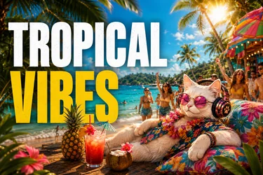 Tropical Vibes DJ Cat mood channel artwork
